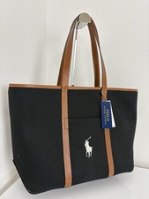 Polo Ralph Lauren Canvas Medium Tote Bag, Black / Cuoio (RRP £265)