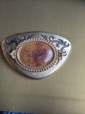Classic Western Belt Buckle Vintage 80s Polished Stone