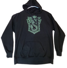Slytherin Harry Potter Hoodie Black Fleece Pullover Mens L Graphic Serpent King