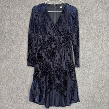 Tommy Hilfiger Faux Wrap Dress Womens Size 2 Blue Burnout floral