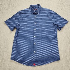 Untuckit Shirt Mens Medium Blue Navy Nyack Seersucker Button Up Short Sleeve