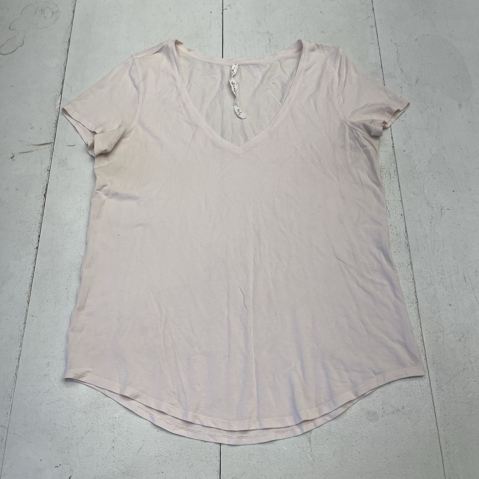 Lululemon Basic Solid Light Pink V Neck Short Sle… - image 1