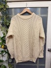 Aran Ireland Xl Men’s Wool Cable Chunky Knit Jumper Cream