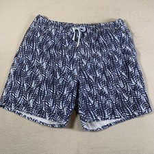 Johnnie O Swim Trunks Shorts Mens XL Blue Wave Print Drawstring Quick Dry Beach