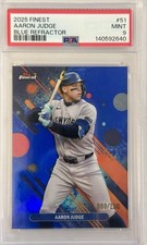 AARON JUDGE /200 Blue REFRACTOR #51 2025 TOPPS FINEST NY YANKEES PSA 9 MINT