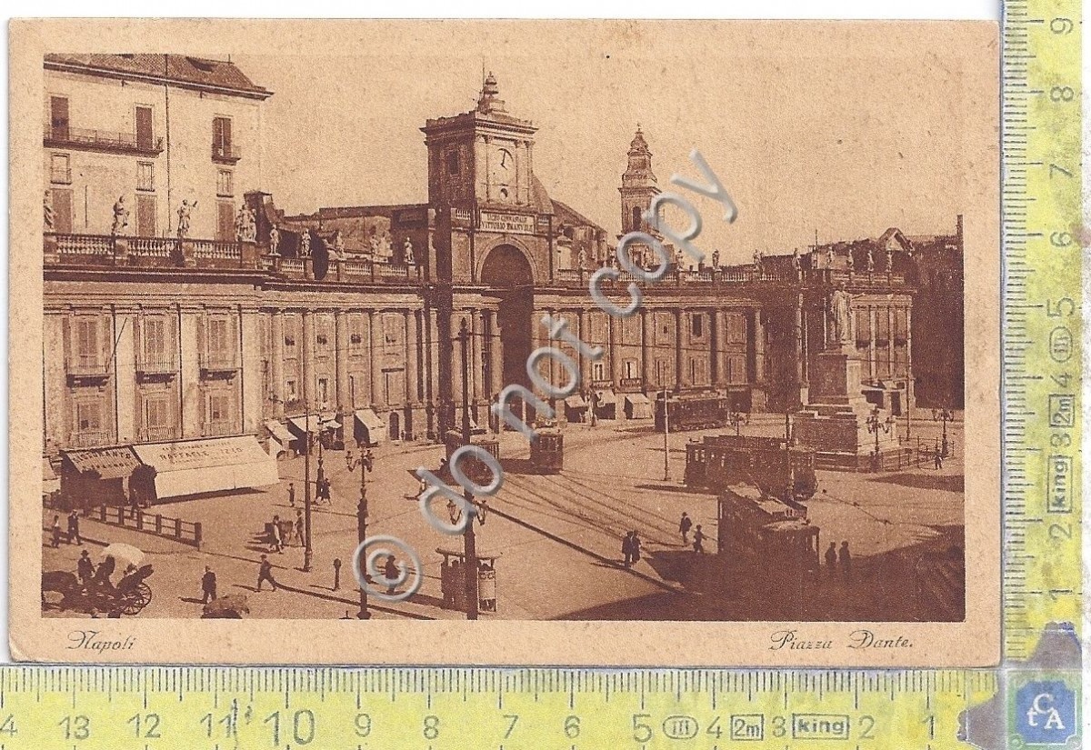 Cartolina Napoli  Piazza Dante   Tram  1930