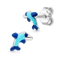 Scout Ohrstecker 925/- Sterling Silber rhodiniert Motiv Delfine blau emailliert