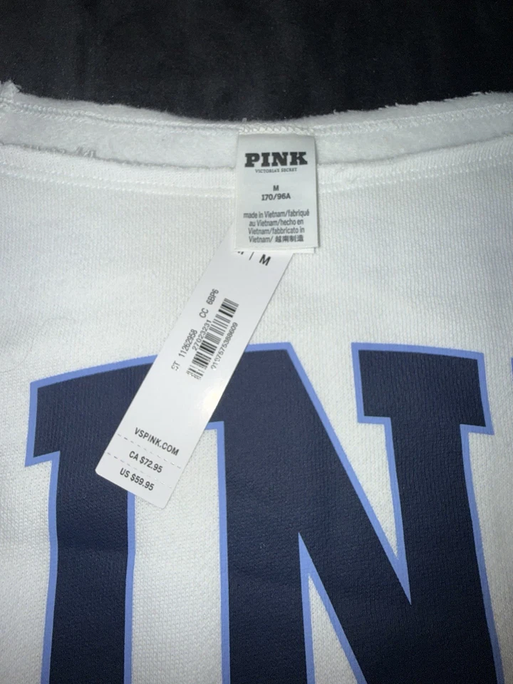 Victoria's Secret розовый LS Med укороченный с рукав белый/синий толстовка с Ярлыками - Изображение 3 из 4