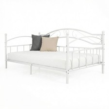 Metal Daybed Frame Single Size Sofa Bed w/ Classic Headboard