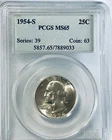 1954 S Washington Quarter PCGS MS65