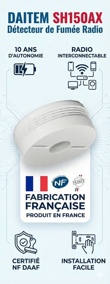 DAITEM SH150AX Détecteur de Fumée Radio Interconnectable - Bild 4 von 4