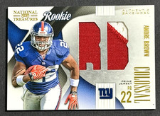 2009 NATIONAL TREASURES ANDRE BROWN ROOKIE CARD RC COLOSSAL JERSEY PATCH /25. rookie card picture