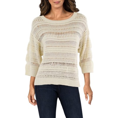 Vero Moda Womens Citron Ivory Open Stitch Pullover Sweater Top BHFO 0729