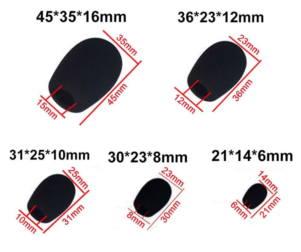 10Pcs  Mini Sponge Foam Microphone Headset Sponge Windscreen Mic Cover 6-8mm.