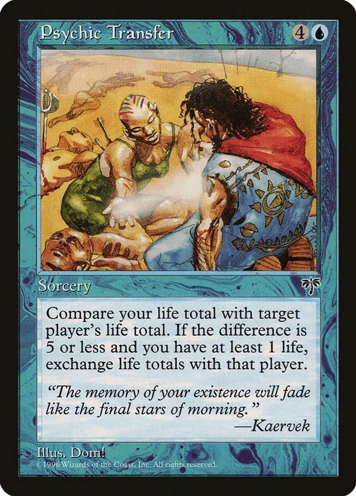 1996 Magic: The Gathering Mirage Psychic Transfer (#85, Rare, Moderately Played)