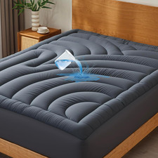 Waterproof Quilted Mattress Pad California King, 5-Layer Protector, Grey 72x84