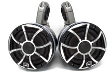 Wet Sounds REVO6-XSB-SS Black and Stainless 6.5" LED Speakers in Black Towers