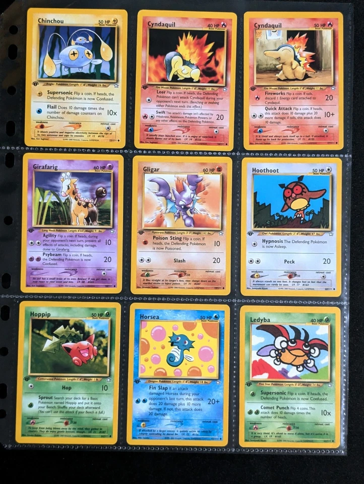1st Edition Pokemon Neo Genesis Non Holo Set All 92 Common Uncommon & Rare Cards - Image 3 of 4