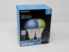 NEW Merkury A21 E26 Base Smart Wifi LED Bulbs Color White Voice or App 2 Pack