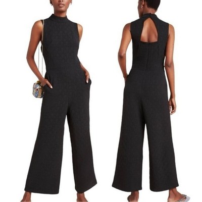 Eva Franco Charley Mock Neck Textured Jumpsuit size XS in Black