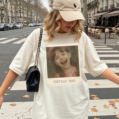 Custom Vintage Photo Year Comfort Tee Shirt Personalized Birthday Gift Idea
