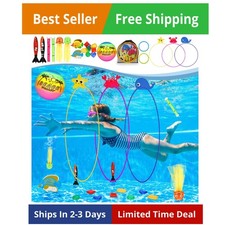 Diving Toys, 27 Pcs Pool Toys with Swim Thru Rings for Kids Age 3-12, Dive St...