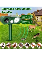 Outdoor Ultrasonic Solar Power Animal/Rodent Repeller Motion Sensor 30 Foot Rang