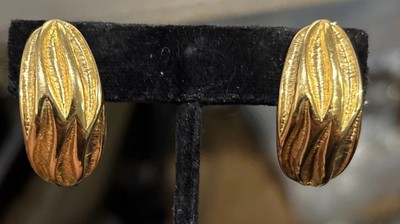 Napier Vintage Earrings Hoop Shiny Gold Tone Chunky Bold Signed 80s 1980s