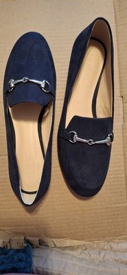 Loft Navy Blue Velvet Flats With Silver Decorative Accents New Without Tags