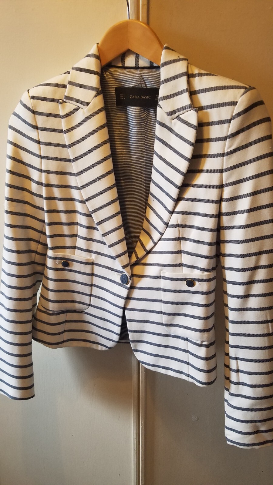 ZARA BASIC Womens Blazer Jacket White Striped S - image 10