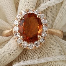 2.35Ct Natural Madeira Citrine and Diamond 14K Solid Rose Gold Ring