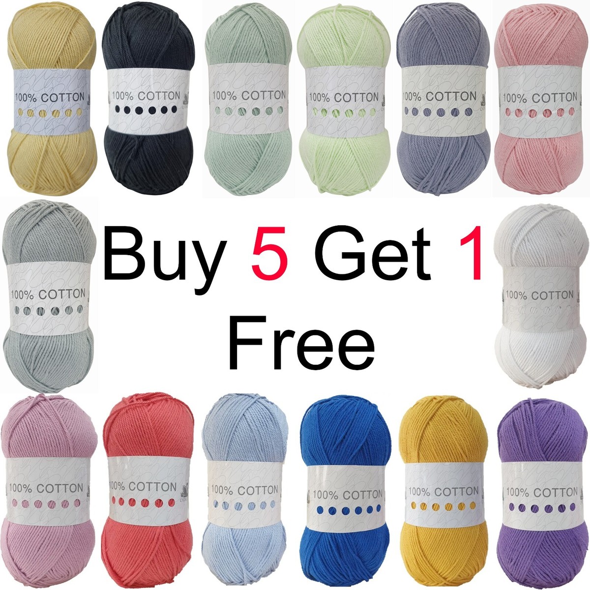 Cygnet 100% COTTON DK Knitting Yarn Wool 100g Double Knit Ball 17  Shades