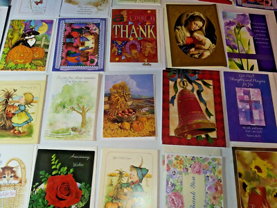Assorted Greeting Cards Birthday Thank U Get Well Sympathy Lot of 32 w Envelopes