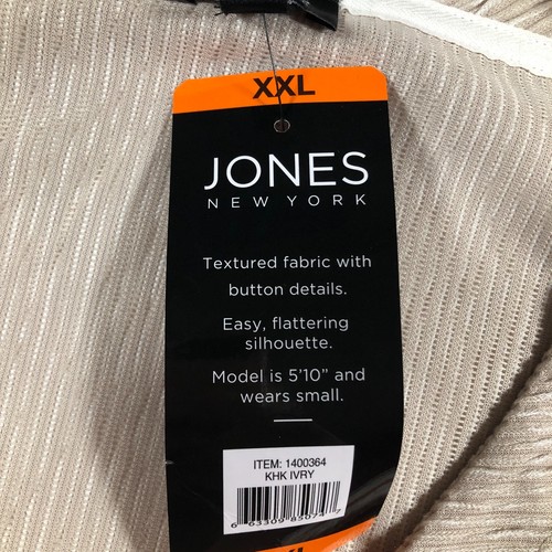 Jones New York Womens Blouse Sz 2XL V Neck Shoulder Button Short Sleeve NWT - Picture 8 of 14