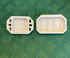 Vintage White Bathroom Porcelain Soap Dish  Toothbrush Holder