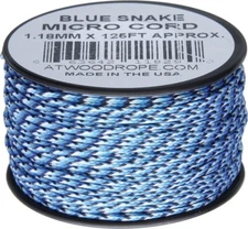 Atwood Rope MFG Micro Cord 1.18 mm Diameter 125ft Blue Snake Nylon Rot Resistant