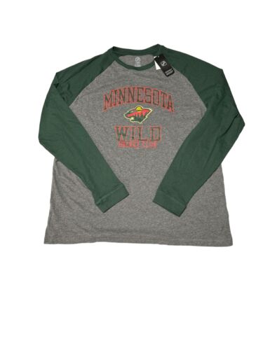 NHL Minnesota Wild Hockey Shirt Mens 2XL Green Gray Slim Fit NEW