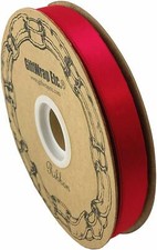 Red Satin Fabric Christmas Ribbon - 5/8" x 100 Yards, Valentine's Day, Easter