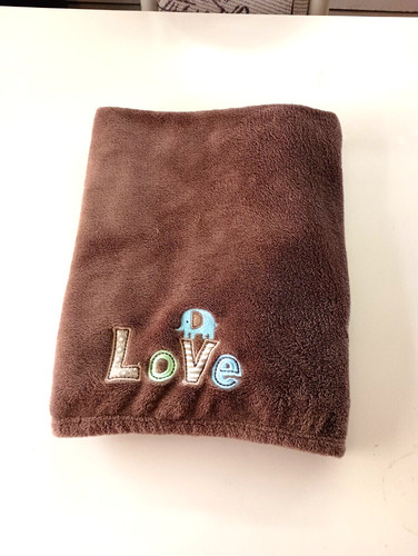 CARTER'S JUST ONE YOU BROWN LOVE ELEPHANT SOFT BABY SECURITY BLANKET 30" X 39"