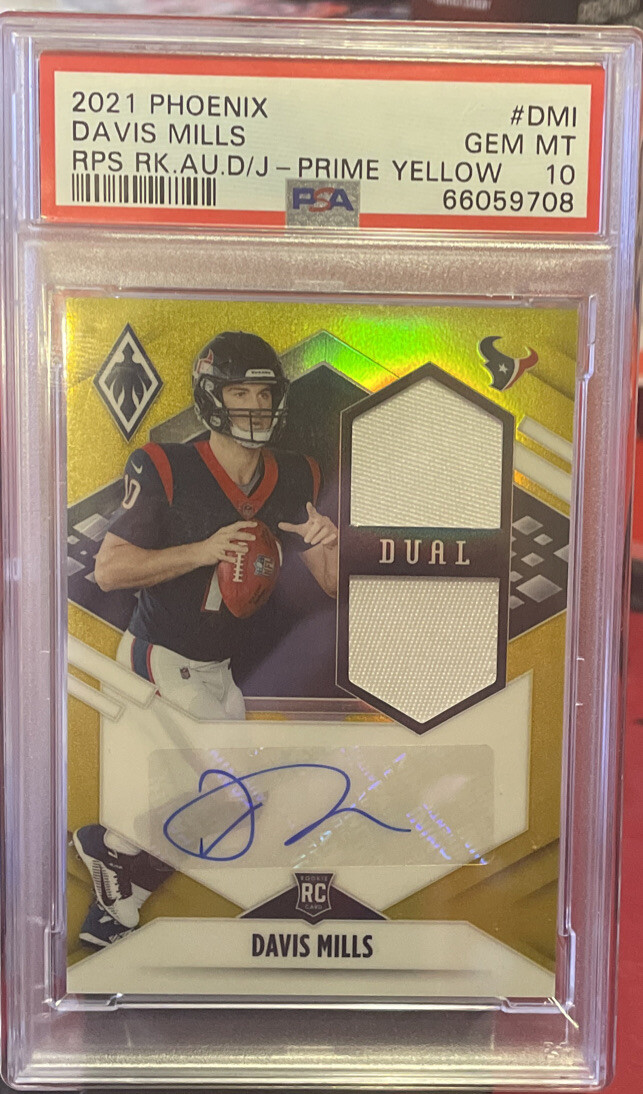 Davis Mills Panini Phoenix Rps Rookie Auto Dual Jersey #DMI Prime Yellow