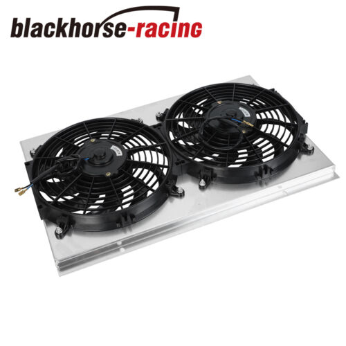Aluminum Shroud 12'' Fan+Thermostat For 82-02 Chevy S10 Blazer Corvette Radiator - Picture 7 of 13