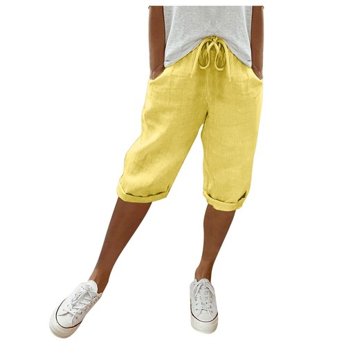 Womens Fashion Solid Large Pocket Elastic Casual Pants Pocket Capris - Picture 13 of 30