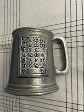 Vintage RWP Wilton Armetale Pewter Child Alphabet Baby Cup Mug Stamped Heavy ABC