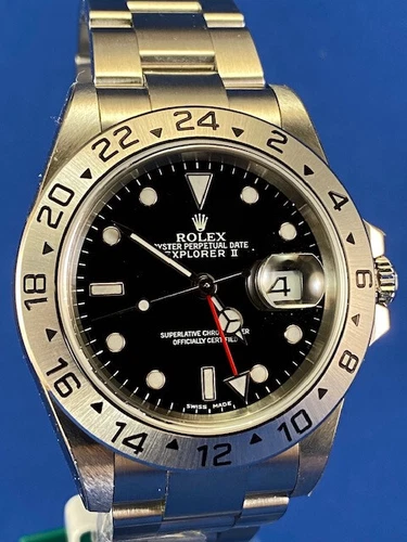 ROLEX EXPLORER II 16570 BLACK DIAL BRAND NEW NOS ALL STICKERS ATTACHED