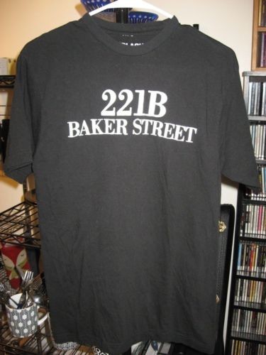 Sherlock Holmes 221B Baker Street T-shirt taille moyenne vintage cool littéraire - Photo 1 sur 1