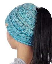 Kids CC Ponytail Beanie Children Soft Cable Knit Messy High Bun CC Beanie Hat!