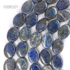 15.7" Natural Denim Blue No Dyes Lapis Lazuli 13 x 18mm Flat Oval Beads 26120