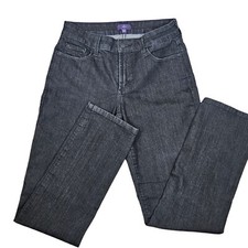 NYDJ Not Your Daughters Jeans Black Stretch Size 6 Embellished Pockets Mid Rise
