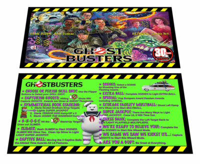 Ghostbusters Pinball Custom Apron Instruction Cards Hi Resolution Stern Pinball