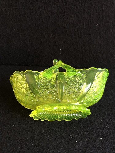 Rare Victorian Davidson Day Glow Uranium "Lady Chippendale" Pattern Posy Basket - Picture 8 of 12